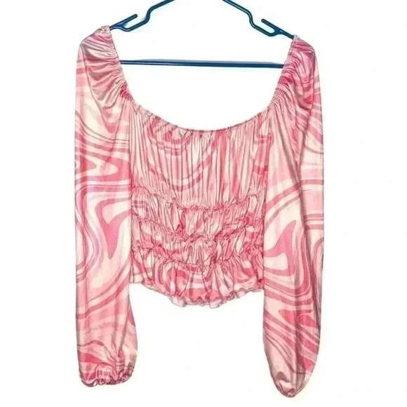 MISSGUIDED PLUS Slinky Swirl Print Milkmaid Top In Multi-orange size 16 - Picture 1 of 6